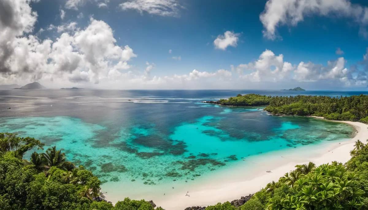 A beautiful view of the Comoros islands surrounded by the turquoise waters of the Indian Ocean